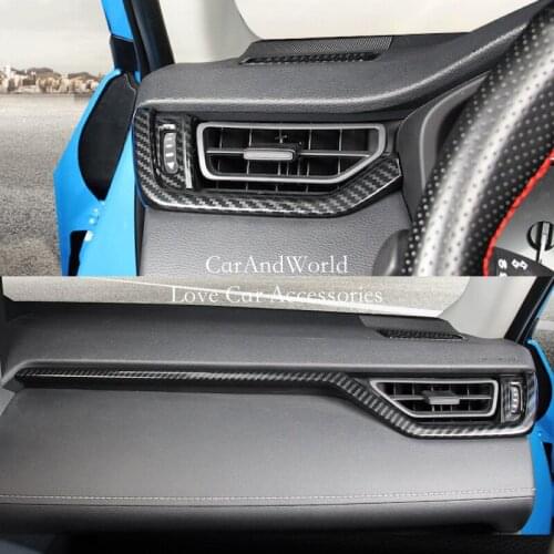 For Toyota RAV4 LHD 2019 2020 Console Interior Control Strips Air Condition Vent Outlet Cover Trims Carbon Fibre Car Accessories