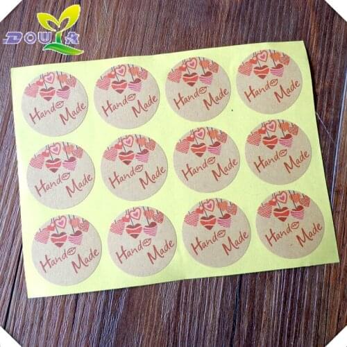 Elegant round "Hand Made" sticky sealing adhesive pouch baking packing sticker