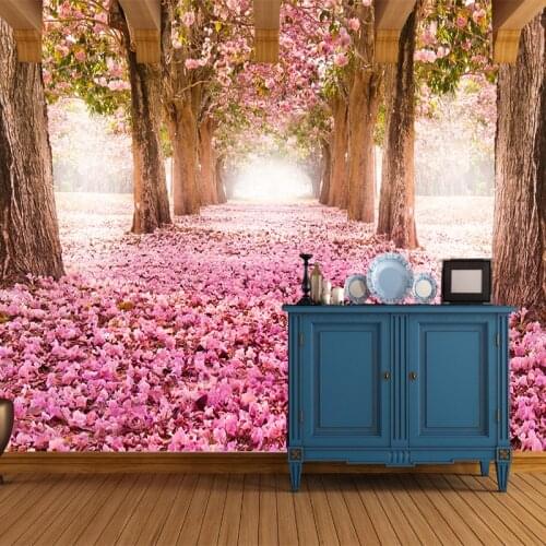 Custom 3D Photo Wallpaper Cherry blossom Wall Mural Children Room Non-woven Wallpaper Environment Friendly Photo Wallpaper Mural