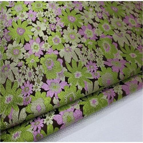 HLQON brocade Tang suit coffee green fabric patchwork felt tissue telas bed sheet cheongsam dress children coat cloth 75cm width