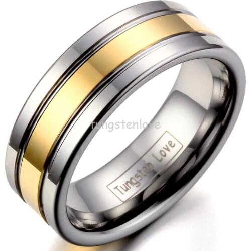 High Quality Silver Color Gold Tungsten Carbide Rings Mens Engagement Rings Party Wedding Bands For Jewrlry Gifts anillos hombre