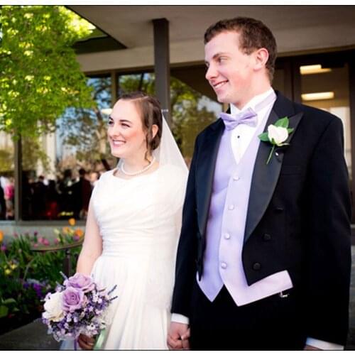 Italian Tailcoat Black Mens Wedding Suits for Men Groomsmen Suit 3Piece Purple Vest Vintage Best Man Blazers Jacket Groom Tuxedo