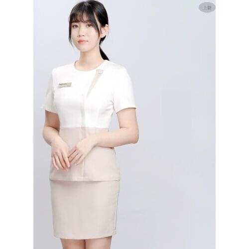Beauty Salon Work Clothes Womens Short Sleeve Split Suit Medical Beauty Front Desk Pants Two Piece Set Uniform
