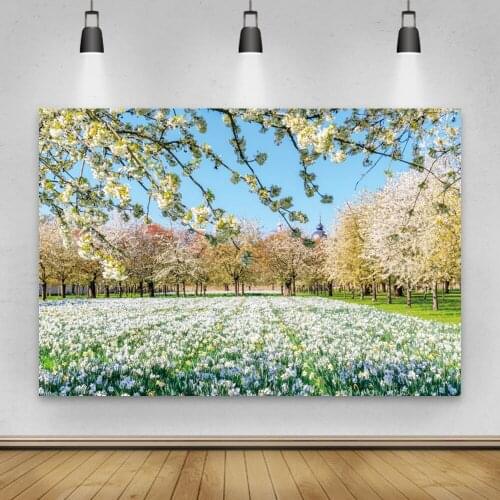 Laeacco Sea of Flowers Church Lawn Photographic Backdrop Indoor Decor Portrait Background For Photo Studio Props Photophone