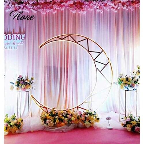 Moon Wedding Arch Party Backdrop Stand Metal Iron ArchHome Decor Flowers Crescent Background Decoration