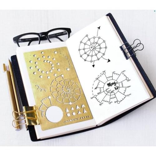 Kawaii Accessories Brass Drawing Templates Ruler Vintage Travel Arrow Bookmark Diary Function Metal Ruler Storage Bag