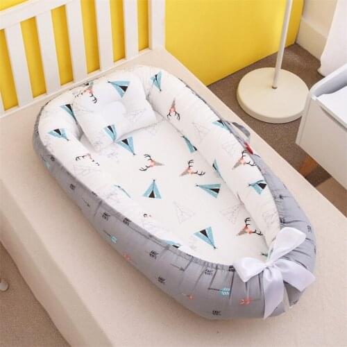 50x85cm Washable Baby Nest Bed Newborn Cotton Crib Baby Cot Crib Lace Mattress Removable Baby Crib Nest Travel Outdoor Bassinet