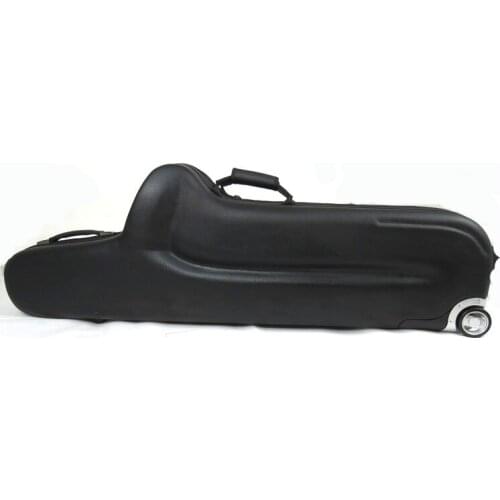 On the bass saxophone luggage wheel on the bass sack box