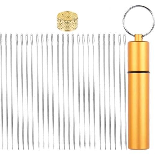 Nonvor 25 PCS Beading Needles, Long Straight Beading Thread Needles in Aluminum Waterproof Storage Tube Jewelry Making Knitters