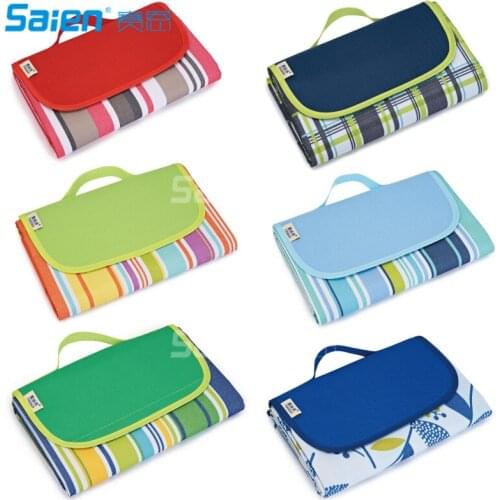 57*70"Family Picnic Blanket with Tote, Extra Large Foldable and Waterproof Camping Mat for Outdoor Beach Hiking Grass Travel