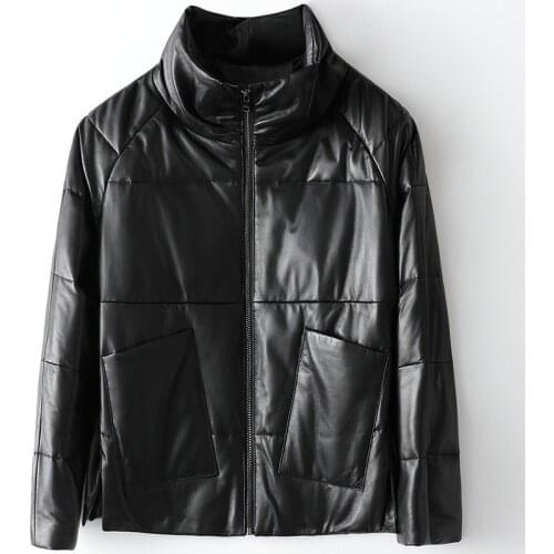 Real leather coats Winter Womens Thicker Warm duck Down Coat Female stand collar soft leather Warm Down Jacket Parkas Wy274