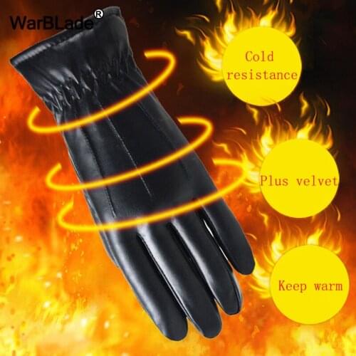 WarBLade New Winter Gloves Men Women PU Leather Gloves Touch Screen Warm Driving Gloves Mittens Waterproof Full Finger Guantes