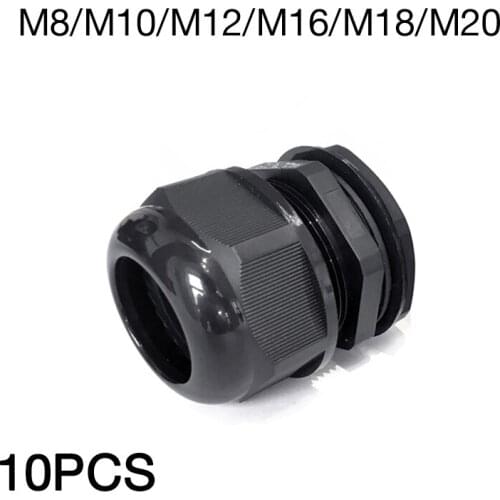 Plastic Cable Gland 10pcs High Quality IP68 M12 3-6.5MM Waterproof Nylon Cable Gland