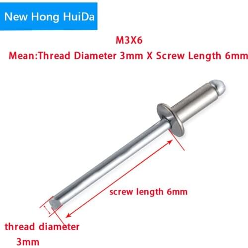 Blind Rivet 304 Stainless Steel Mushroon Head Closed End Break Mandrel Countersunk Decorative Nail Pop Rivets M3.2 M4 M5