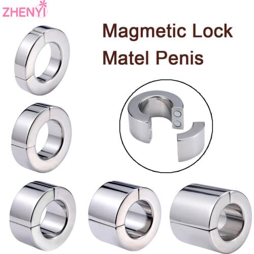 Variety Of Sizes Metal Ball Stretcher Scrotum Pendant Restraint Ring Weight Penis Bondage Scrotum Magmetic Lock Traning For Men