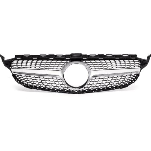 Diamond Style W205 Car Front Grill Grille Mesh For Mercedes For Benz C Class W205 C200 C250 C300 C350 2015-18 Without Camera