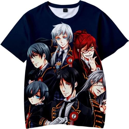 Black Butler Anime Children T-shirts 3D Prints Fashion Summer Short Sleeve Tshirt Hot Sale Kids Casual Streetwear Clothes