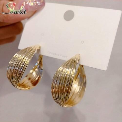 Hyperbole C Ring Metal Hoop Earrings for Women Geometric Korean Fashion Jewelry Acessories Pendientes Wholesale S925 Pin