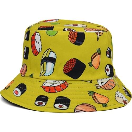 New printed fisherman hat mens and womens leisure basin hat shade bucket hat double-sided summer and autumn hat