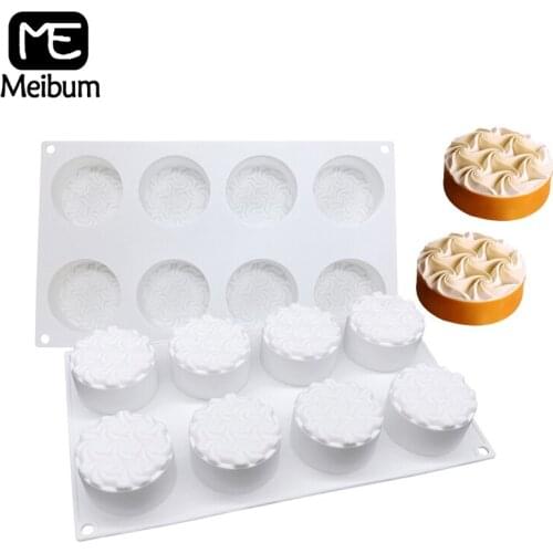 Meibum 8 Cavity Cream Flower Silicone Cake Mold Muffin Dessert Pan Chocolate Brownie Mousse Mould Pastry Tray Baking Tools