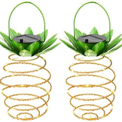 Solar Garden Lights Pineapple Shape Outdoor Solar Hanging Light Waterproof Wall Lamp Night Lights Iron Wire Art Home Decoration