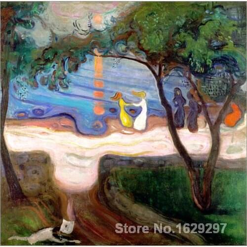 Modern colorful paintings Tanz am Meeresstrand. by Edvard Munch High Quality Hand painted