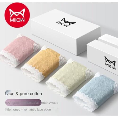 MiiOW Lace Panties Feminine Charming Students Korean Girl Students Pure Cotton Antibacterial Mid-waist Shorts Ladies New Arrival