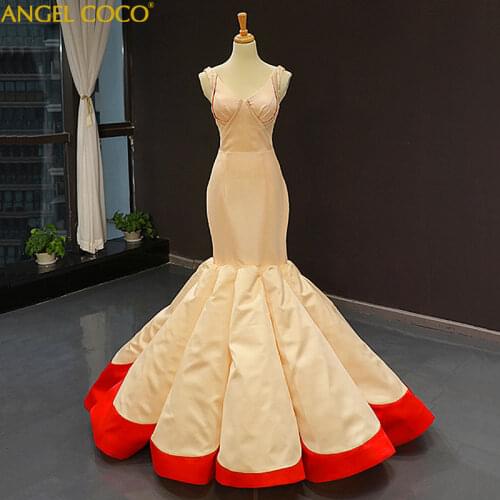 Formal Evening Dresses Long Ever Pretty Mermaid V Neck Sleeveless Satin layers Sexy Party Gowns Prom Dresses 2020 Robe de soirée