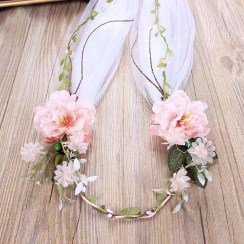 Baroque Rose Head Veil Hand Woven White Bride Wedding Dress Women Lady Wreath Headdress
