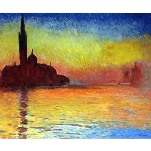 High Quality, Landscape Painting Canvas Oil Art, San Giorgio Maggiore by Twilight by Claude Monet, Imporessionist Art