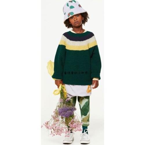 BOBOZONE green rainbow loose Sweater for kids boys girls winter sweater