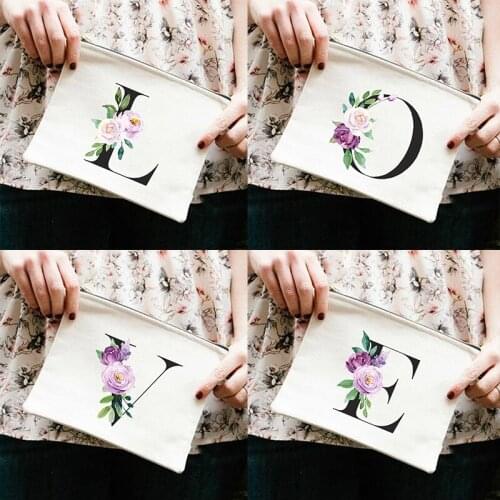 Letter Print Women Cosmetic Bags Bridesmaid Makeup Case Wedding Party Toiletries Organizer Female Wash Storage Pouch Bride Gifts