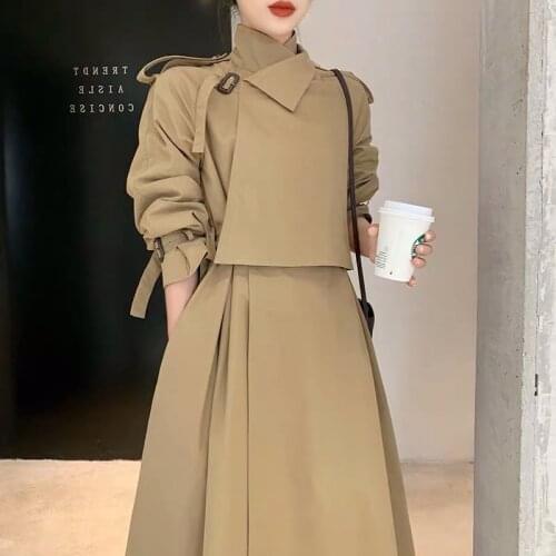 Woman Long Coat Fashion Korean Preppy Style Retro Versatile Windbreaker Casual Warm Solid Coat Oversize 2021 Spring Women Coat