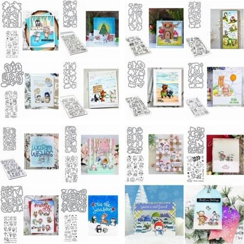 Winter Christmas Rabbits Rats Snowman Flower Fairy Clear Stamp Match Cutting Dies DIY Scrapbook Card Album Make Crafts New 2020