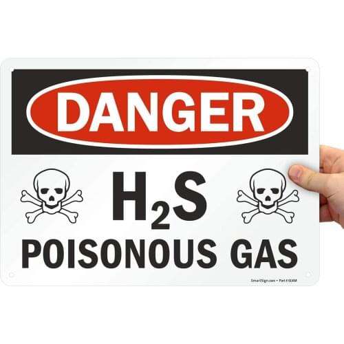 SmartSign "Danger H2S, Poisonous Gas" Sign |8" x 12" Aluminum