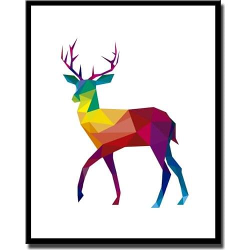 1 Piece Geometric Deer Canvas Art Print painting Poster Modern Wall Pictures For Living Room Home Decoration Unframed LZ443