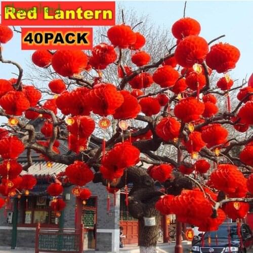 40 PACK New Year Chinese Paper Red Lantern Festival Christmas NEW YEAR Hanging Decorations