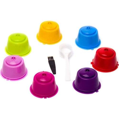 6 Pcs Reusable Coffee Capsule Filter Cup for Nescafe Dolce Gusto Refillable Caps Spoon Brush Filter Baskets Pod Soft Taste Sweet