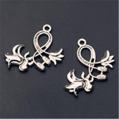 WKOUD 8pcs Silver Color Blooming Lily Charm Fashion Necklace Bracelet DIY Metal Jewelry Alloy Pendants A933