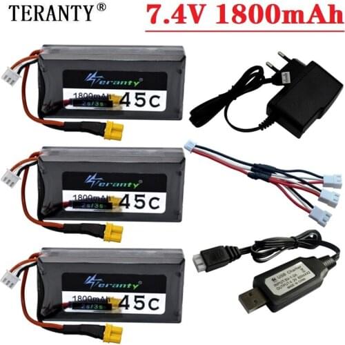 Upgraded B6 B6F B6FD B8 RC Drone Helicopter 7.4V 1800Mah Li-po rechargable Battery For Bugs 6 Quadcopter Spare Parts and charger