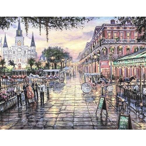 European city street view Diamonds Embroidery DIY Diamond painting 5D Full square round Drill rhinestone mosaic Wall Decor N1230