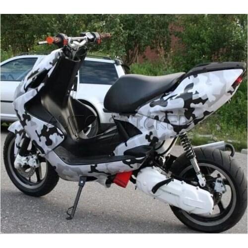 Arctic Camouflage Vinyl Adhesive Black White Grey Camo Film Military Motorcycle Scooter Decal Wrap Color Change Sticker