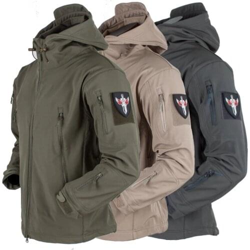 Army Shark Skin Soft Shell Clothes Tactical Windproof Waterproof jacket men Flight Pilot Hood Coat Military Field bomber Jacket