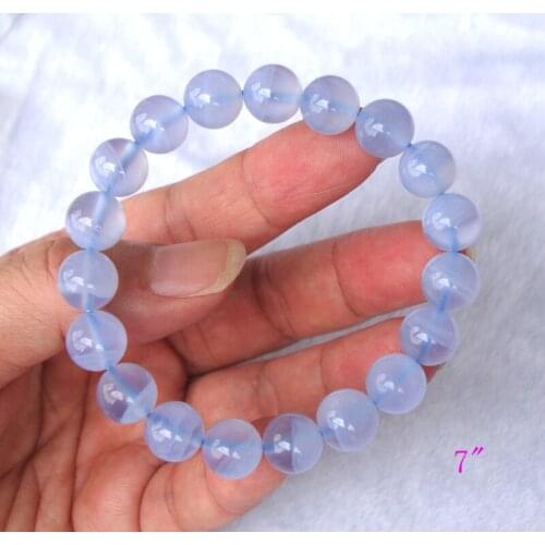 Free Shipping Natural Blue Chalcedony Round 9.5mm Beads Bracelet Women Jewelry Accessories Weddings Parties Birthday Gift
