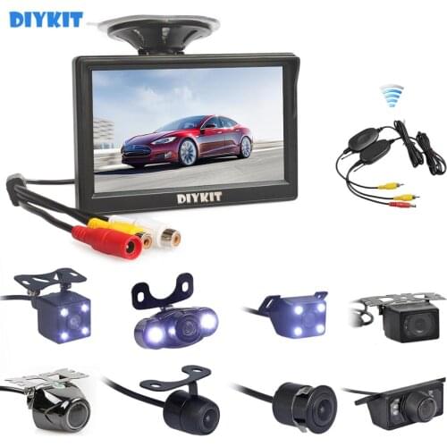 DIYKIT Wireless 5" Car Rearview Monitor Auto Parking Vedio + LED Night Vision Backup Reverse Camera HD Car Rear View Camera