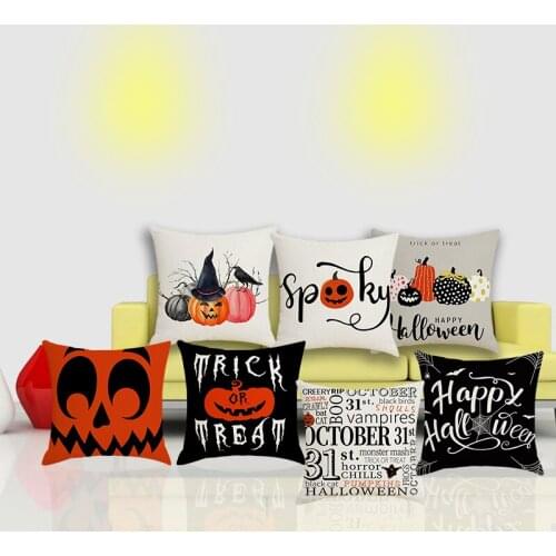 44.5cm*44.5cm Halloween Cushion Cover Trick Or Treat Living Room Sofa Chair Pillow Case Halloween Party Home Decoration Supplies
