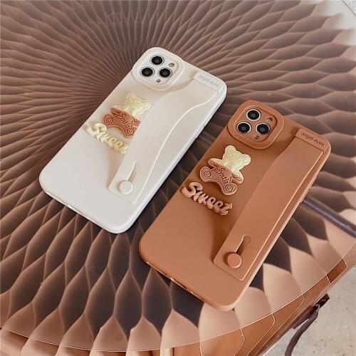 Cute Fruits Strawberry Phone Case For iPhone 11 12 Pro Max With Wrist Strap Stand Holder Case For iPhone X XS XR 7 8 Plus Cover