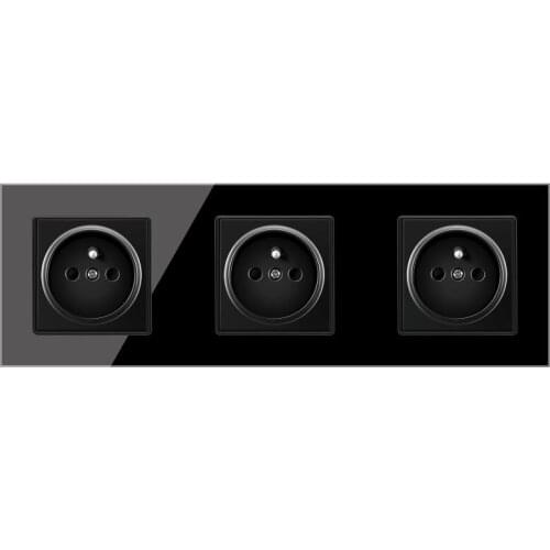 FRON 258*86 French Standard Tempered Crystal Glass enchufe 5V 2100mA Wall Socket Prise Outlet AC100-250V 16A Sockets