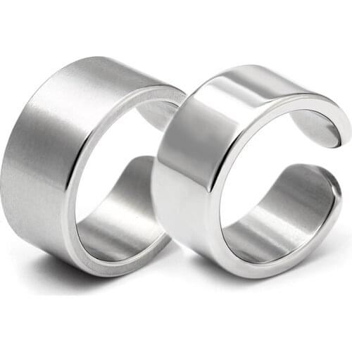 MOREDEAR 10mm Titanium Steel Open Ring for Men and Women Dull and Bright Polish