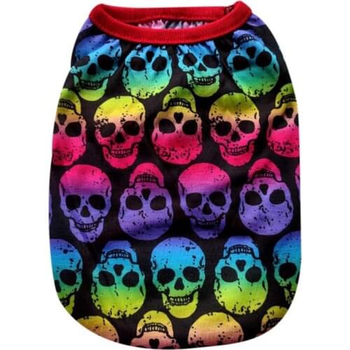 Summer Pet Dog Cat Vest Clothes Cartoon Skull Printed Vest Halloween Dog Clothing For Kitten Puppy T-shirt Sports Supplies